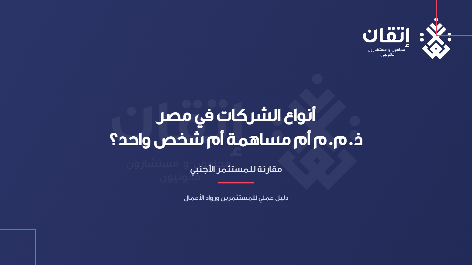 أنواع الشركات في مصر: ذ.م.م أم مساهمة أم شخص واحد أم فرع